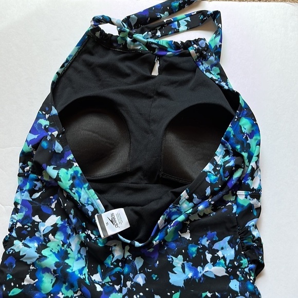SPEEDO Blue, Purple and Green Floral Halter St Swimsuit size XL SUMMER SALE $ 20 - Picture 5 of 6